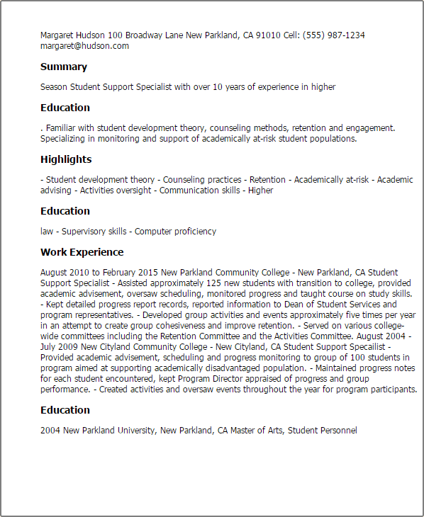 Professional Student Support Specialist Templates To Showcase Your Talent