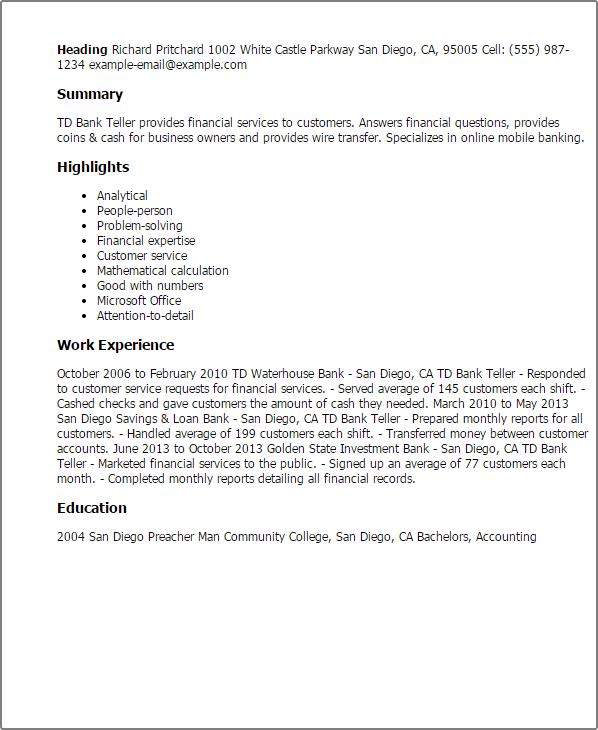 Td Resume Domaregroup