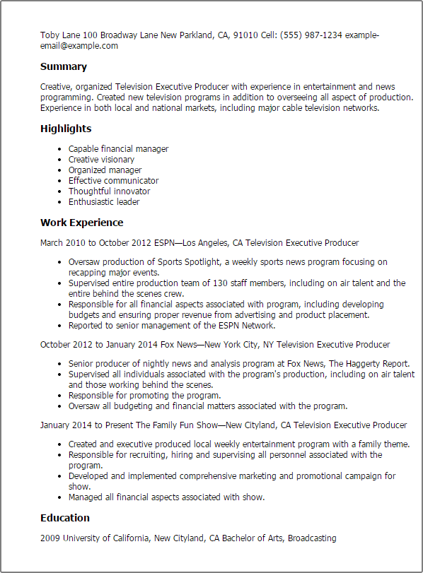 Television Executive Producer
