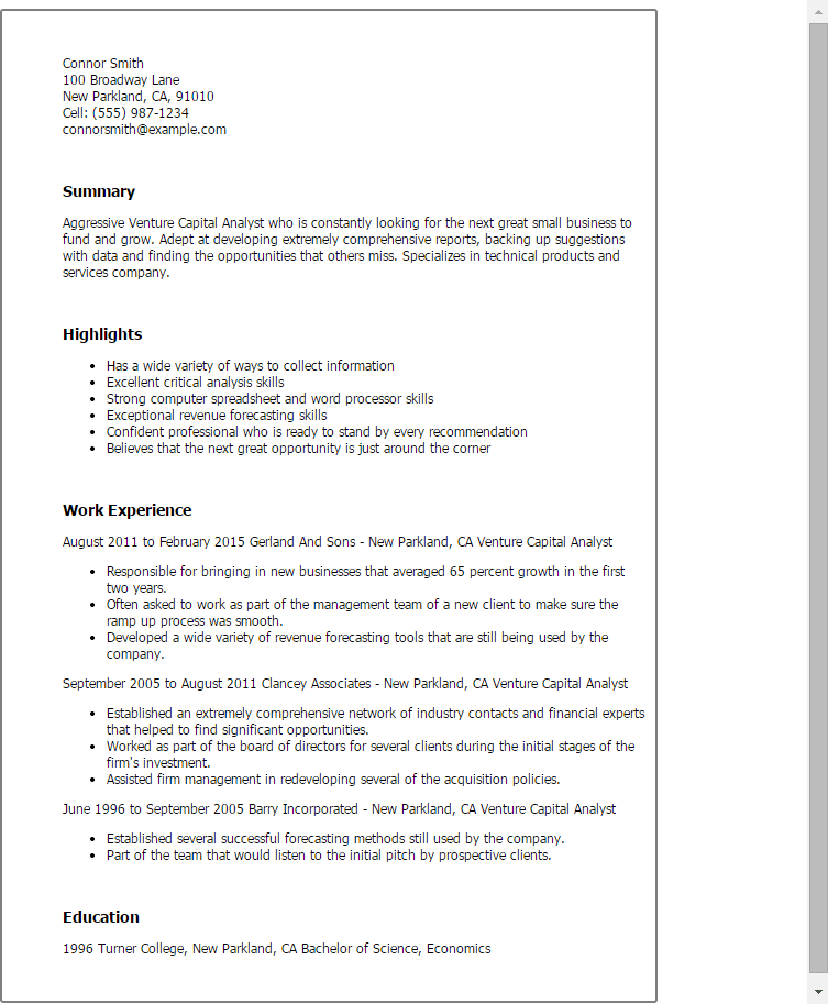 Venture Capital Analyst