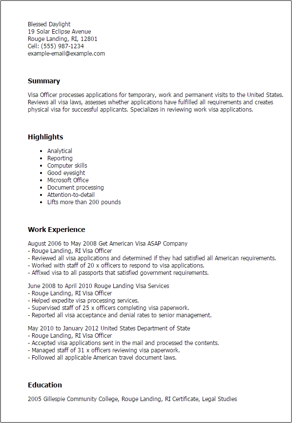 sample resume for uk visa