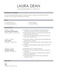 Customize Our 1 Customer Representative Resume Example