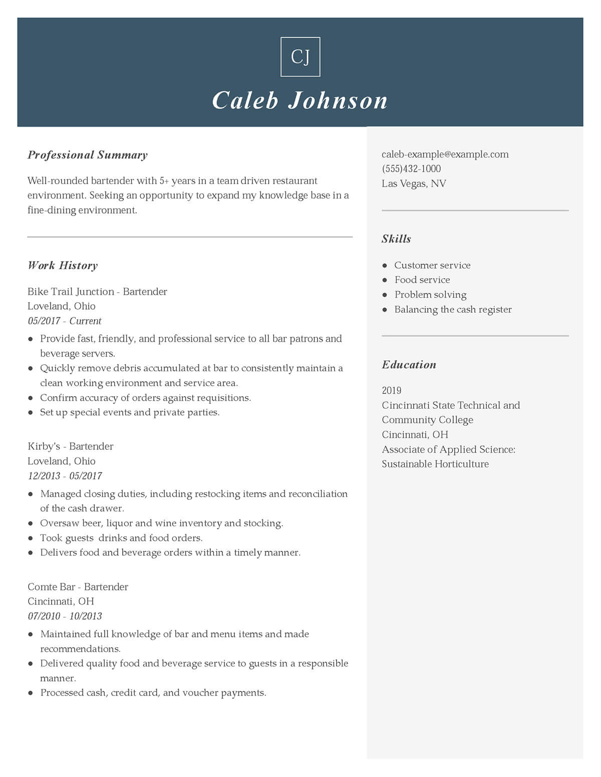 Unfor Table Restaurant Server Resume Examples To Stand