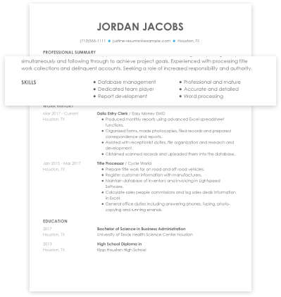 data entry clerk resume sample my perfect resume