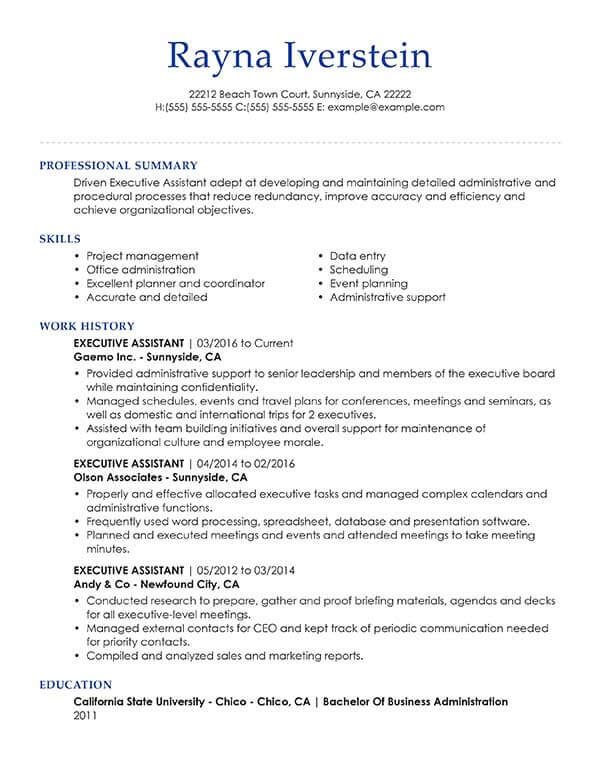 Customize Any Of These Free Professional Resume Examples