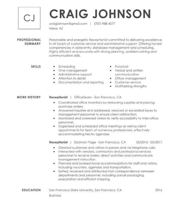 Customize Any These Free Professional Resume Examples