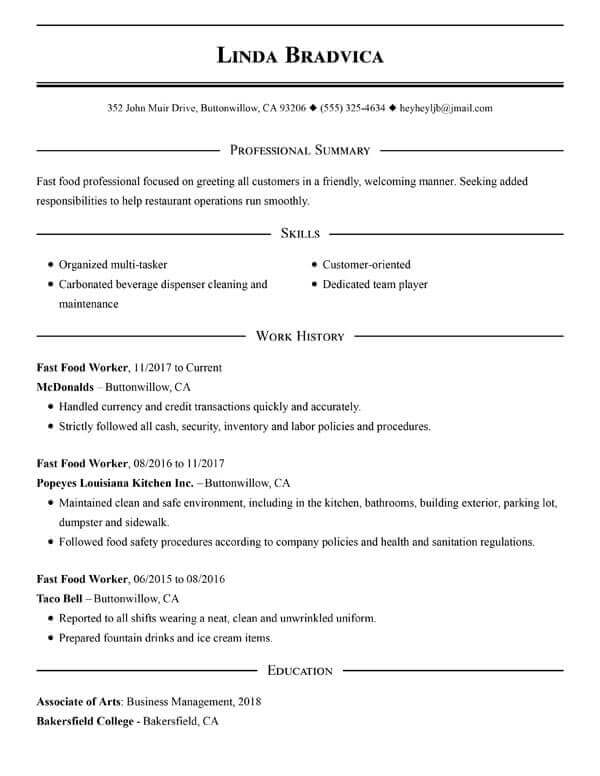 resume examples employment history