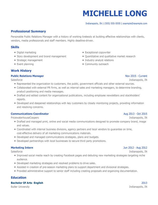 Cv Usa Template from www.myperfectresume.com