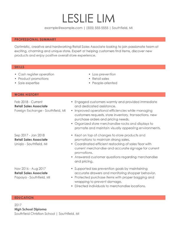 combination/hybrid resume examples