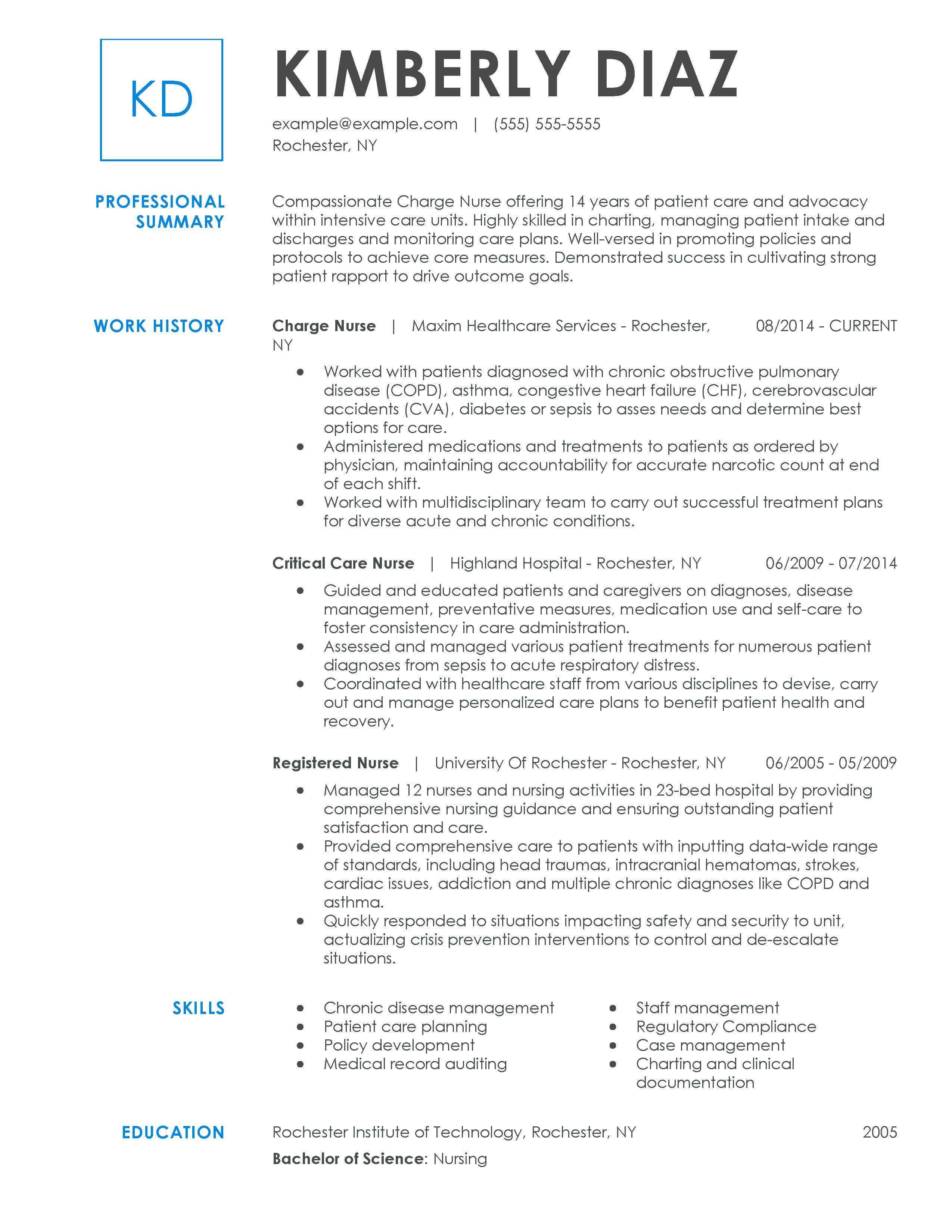 nursing professional resume