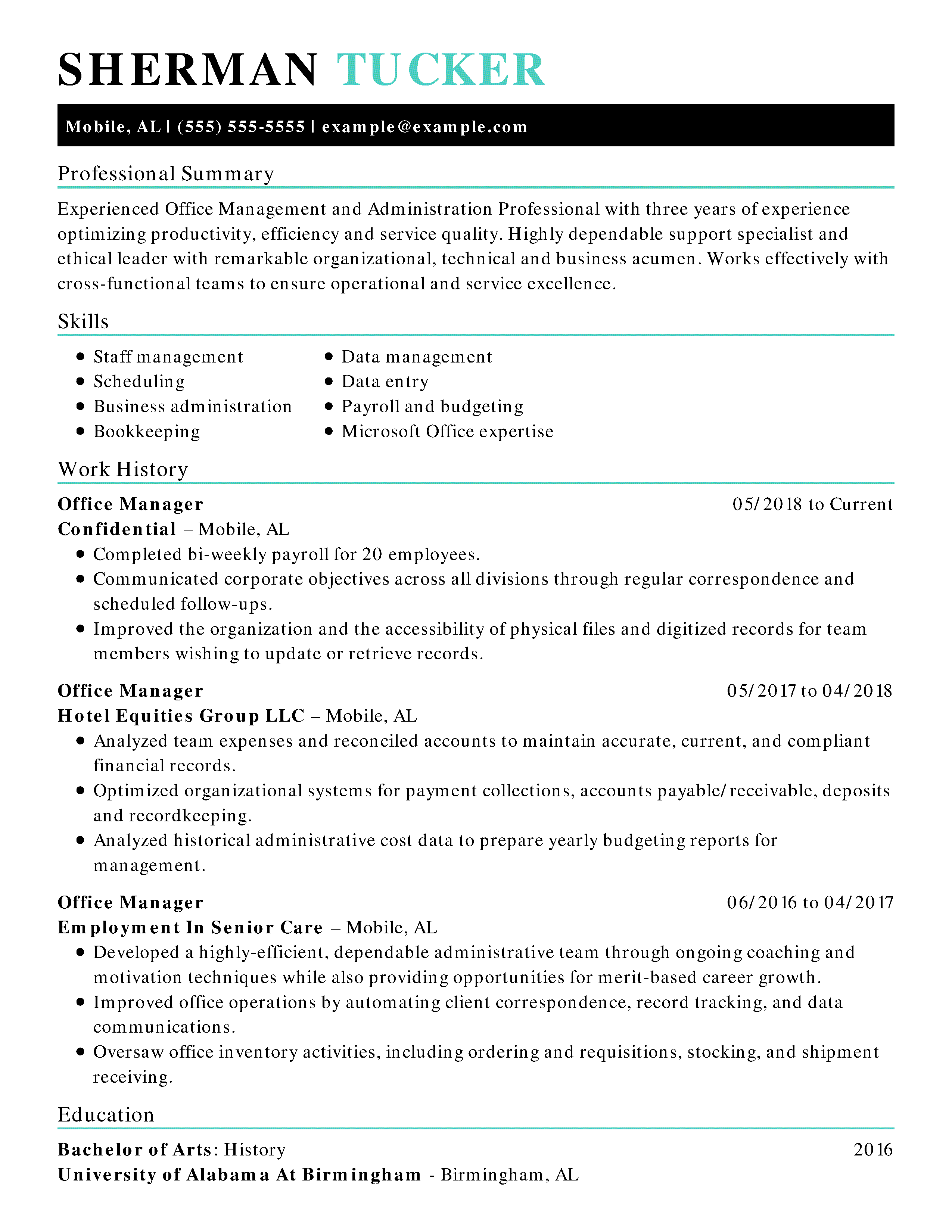 hr admin assistant resume summary