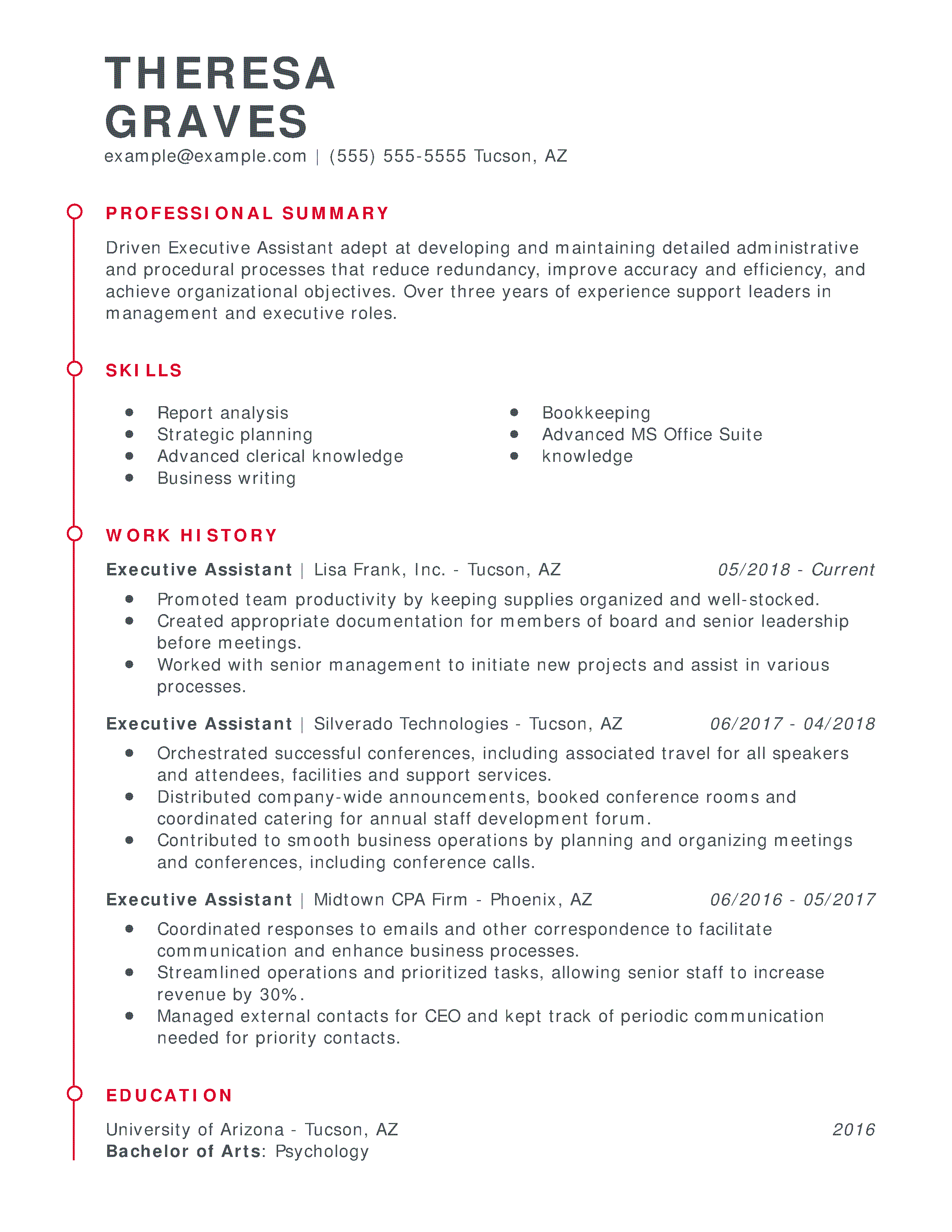 canadian resume sample for administrative assistant