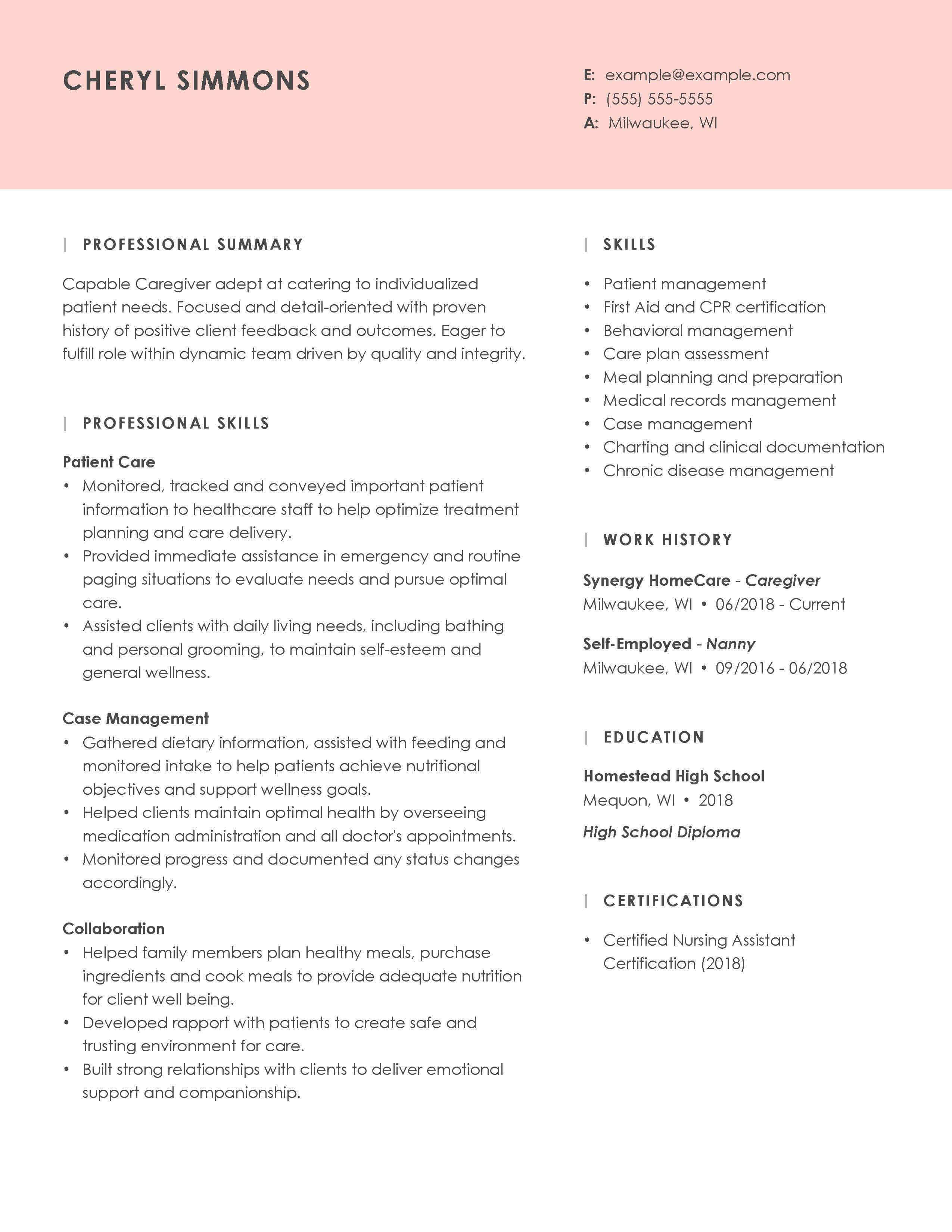 resume template for nursing professionals