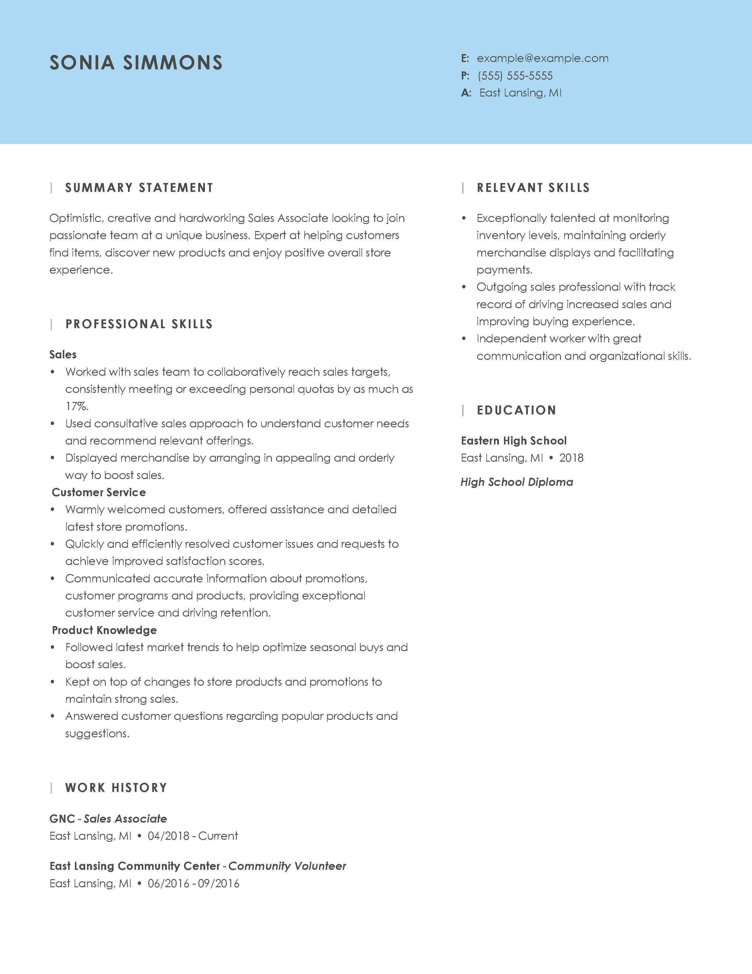 Sales Associate Resume Examples Created By Pros Myperfectresume