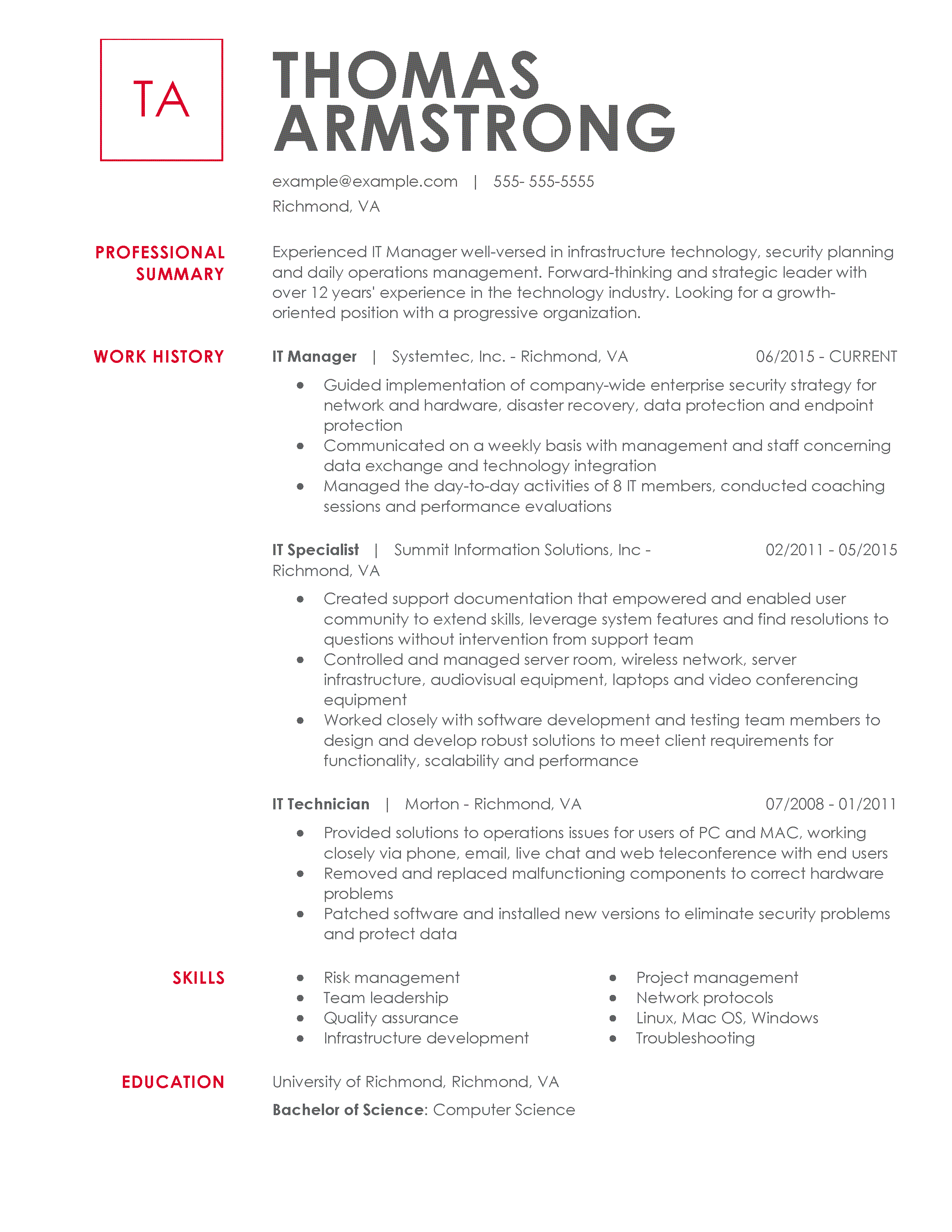 Professional It Cv Example My Perfect Resume
