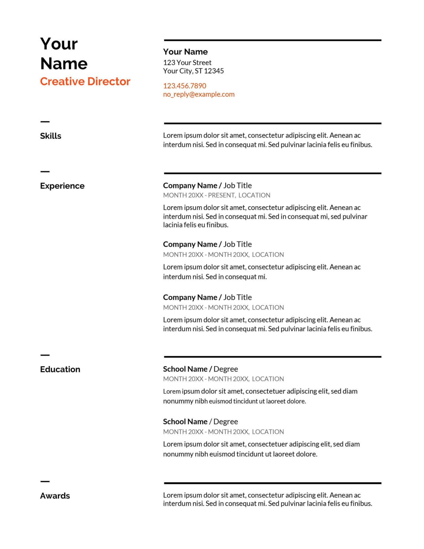 Resume templates for google docs my perfect resume