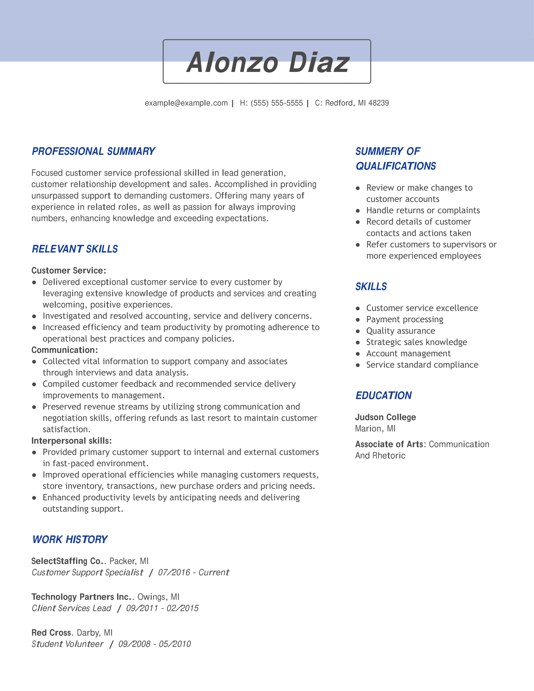 See Our Top Customer Service Resume Example Myperfectresume