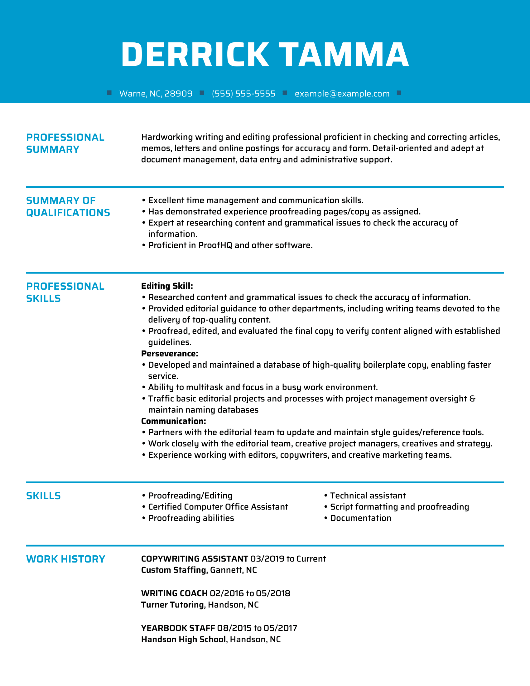 copywriting resume samples