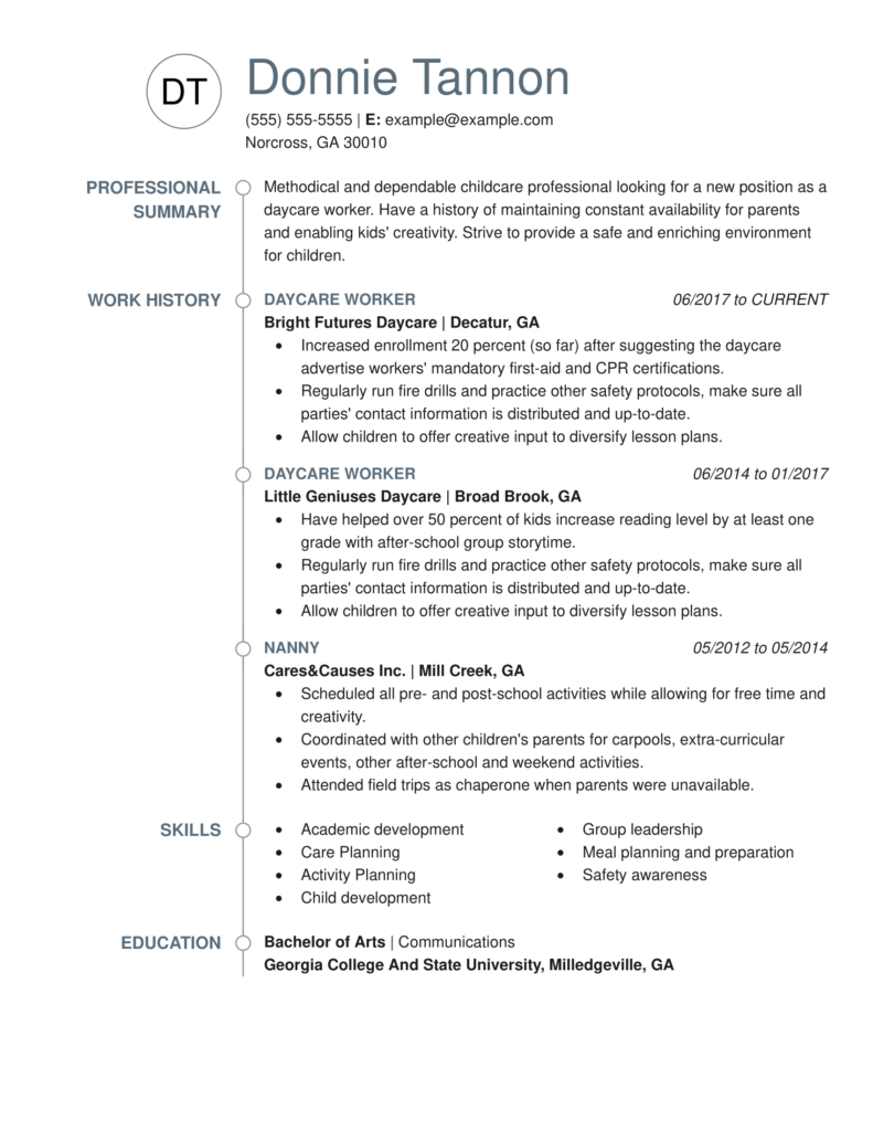 Top Daycare Worker Resume Example in 2020 | MyPerfectResume