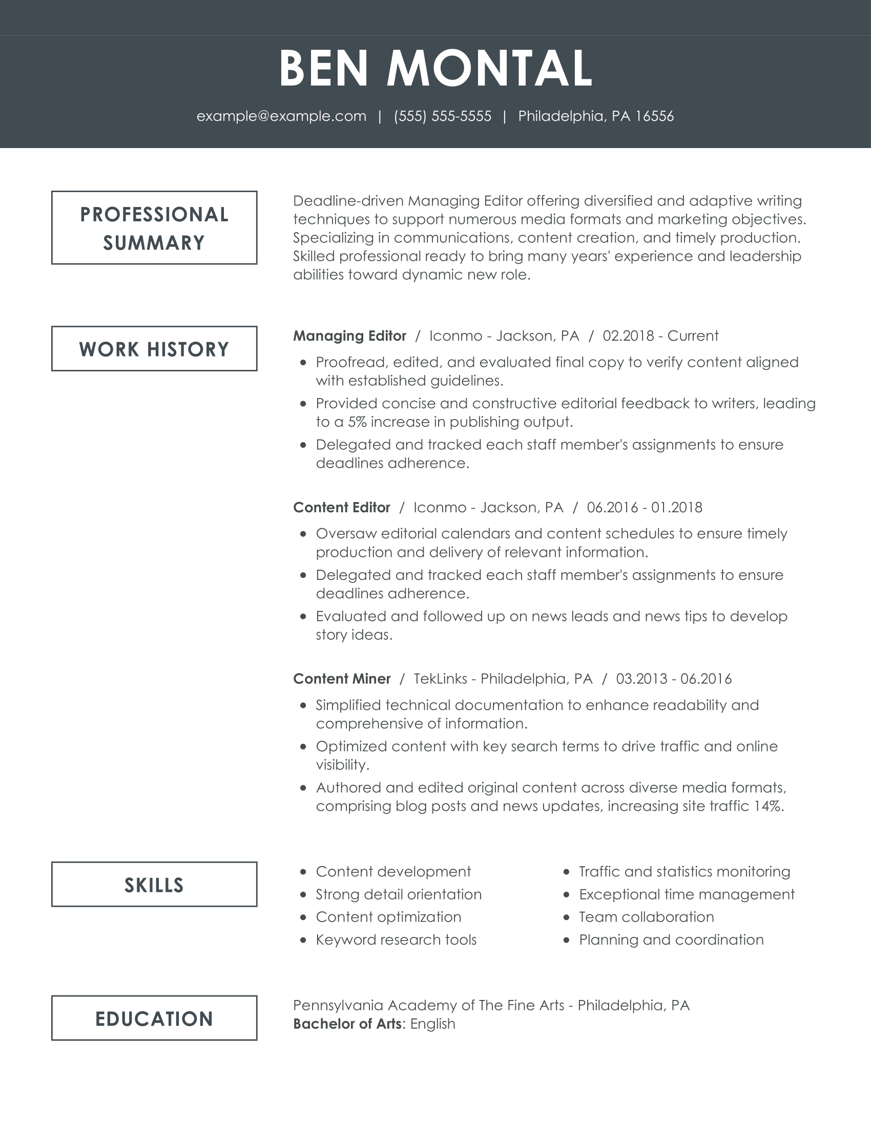 editing job resume