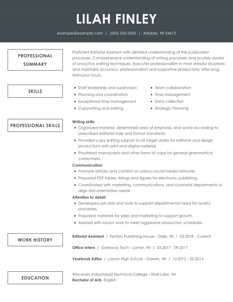 Copywriting Editorial Assistant Resume Examples for 2024 Templates & Tips