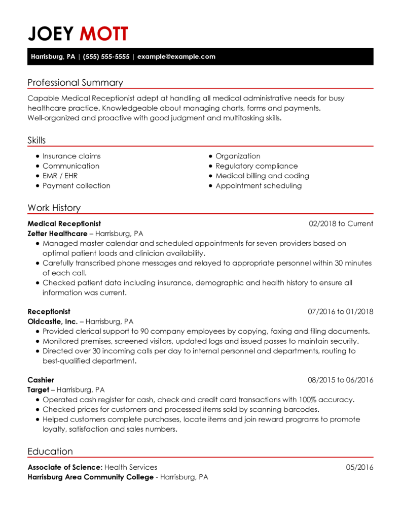 quality-medical-receptionist-resume-example-myperfectresume