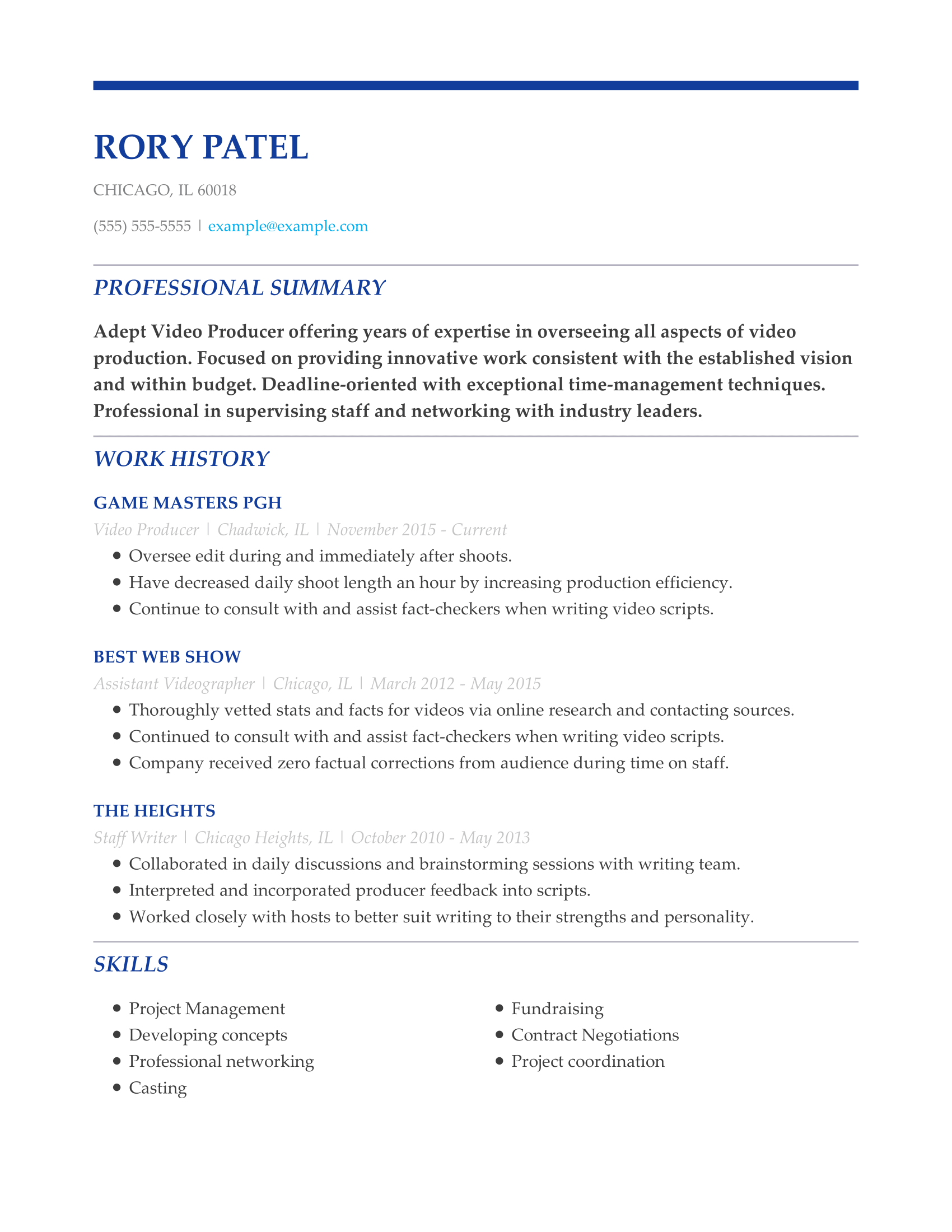 creative producer resume