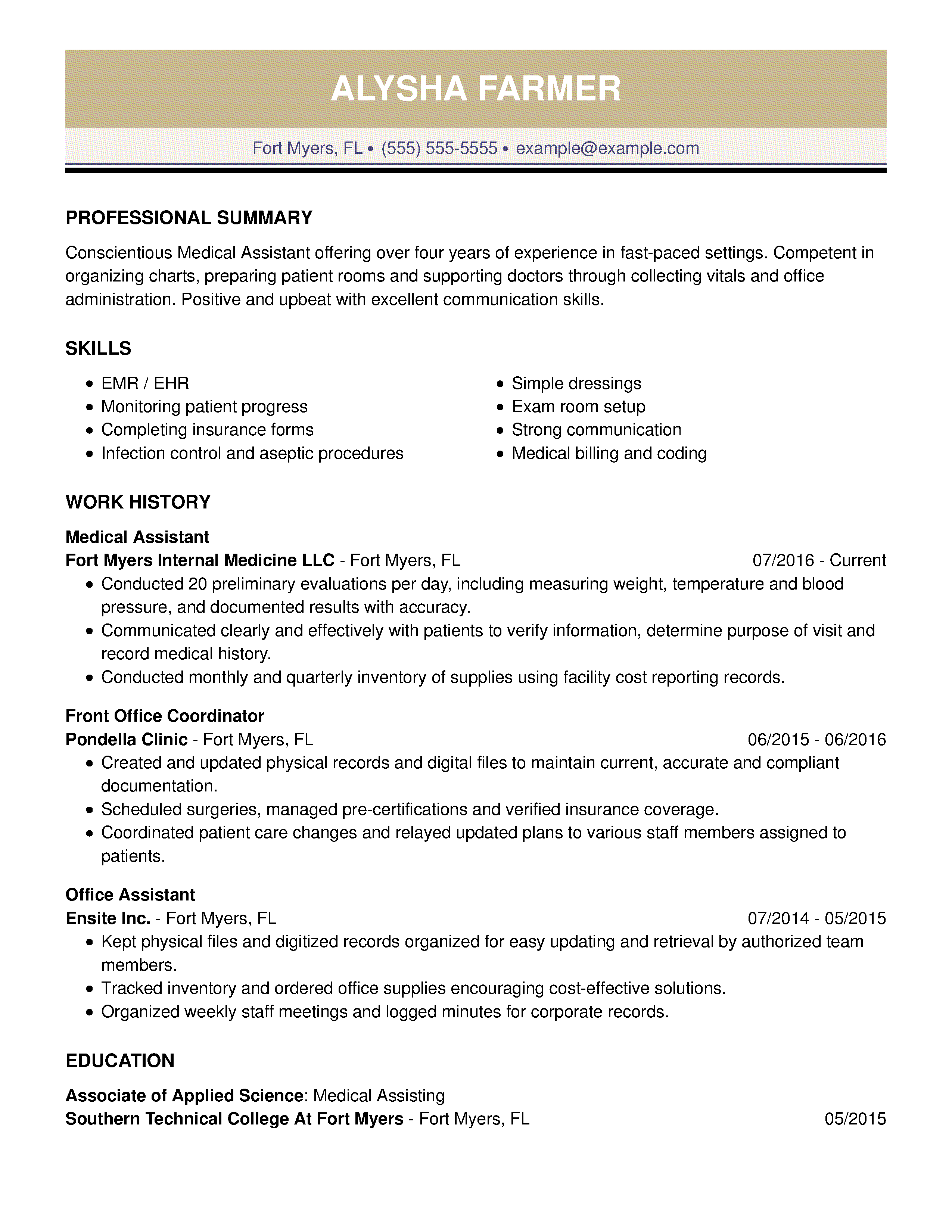 functional resume for medical assistant