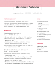 Restaurant Server Resume Sample