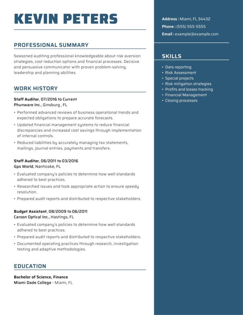 Quality Staff Auditor Resume Example MyPerfectResume
