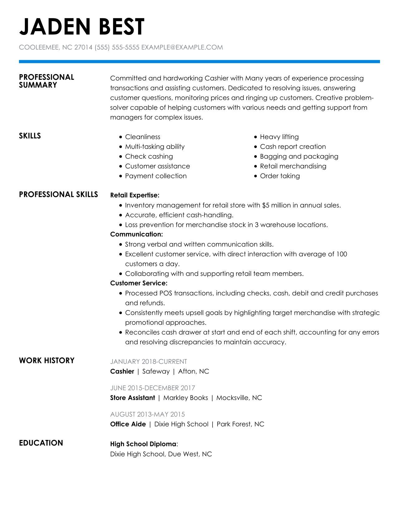 how to write resume for retail job