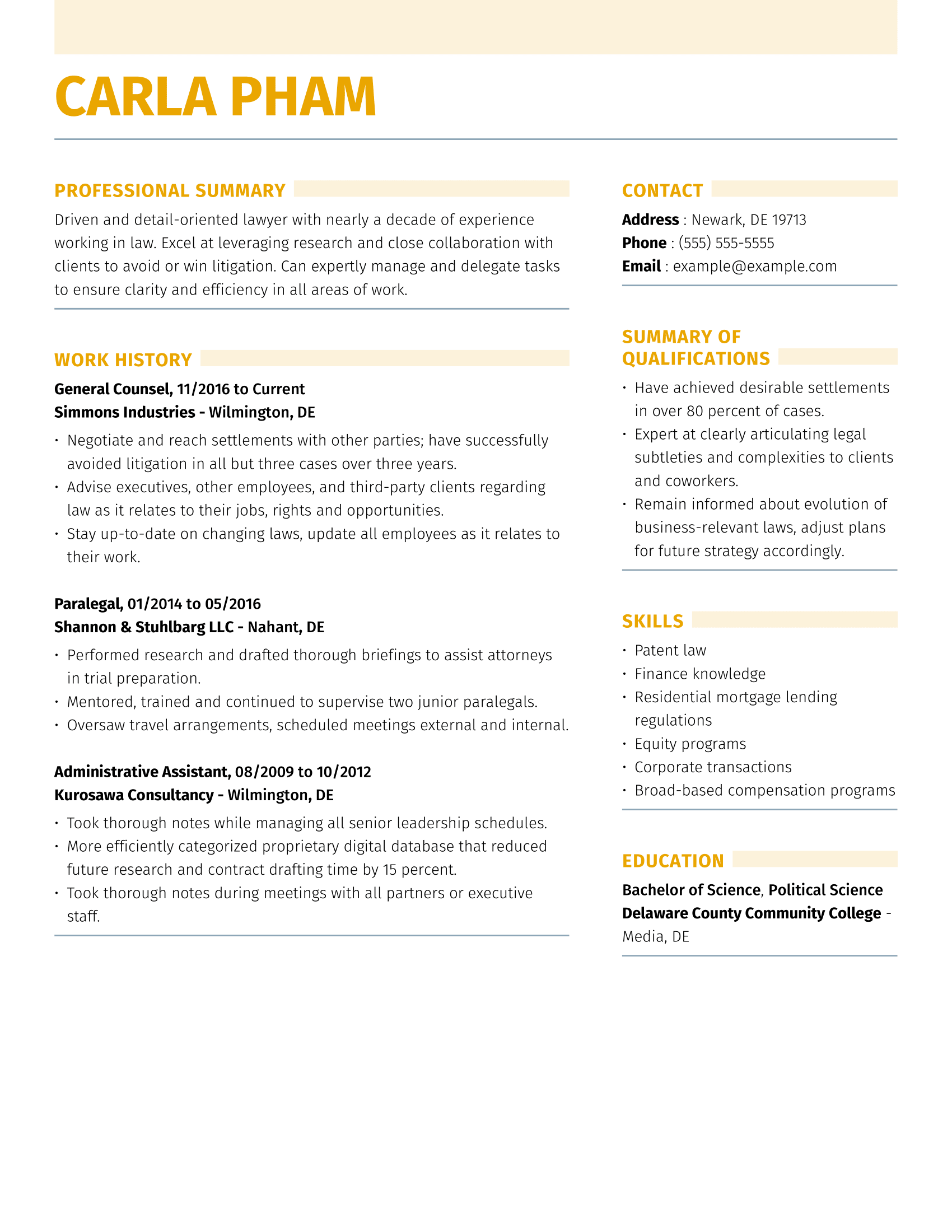 legal resume tips