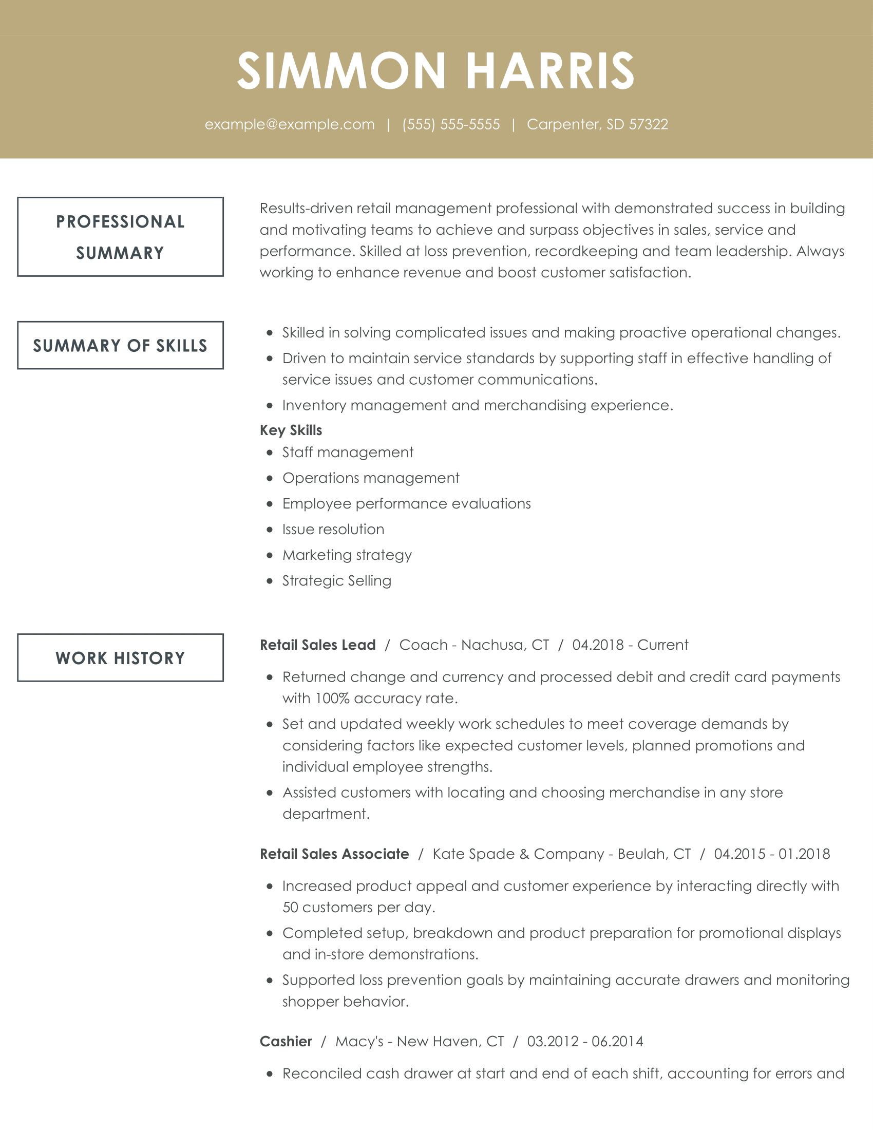 objective for resume retail associate