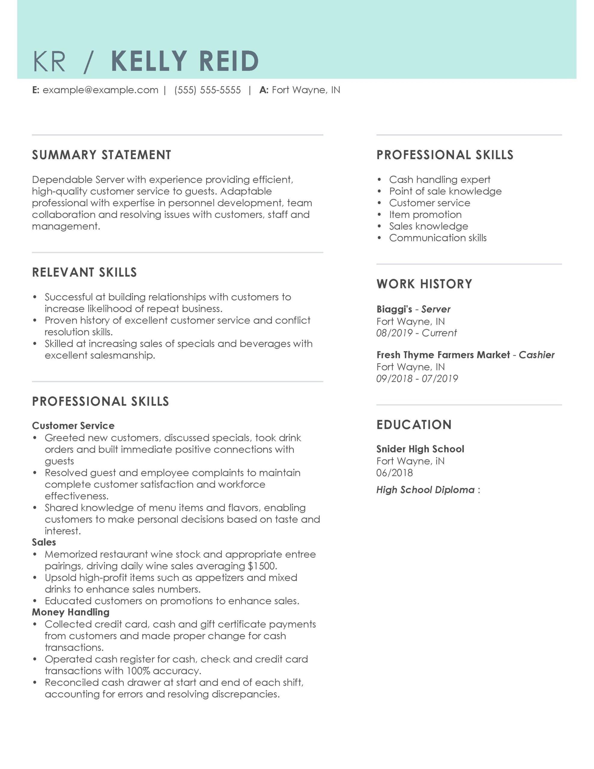 resume sample for sales