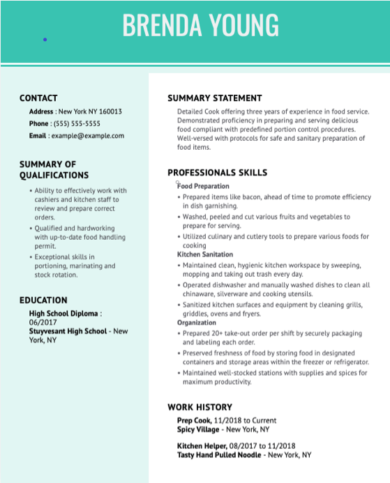 functional resume categories