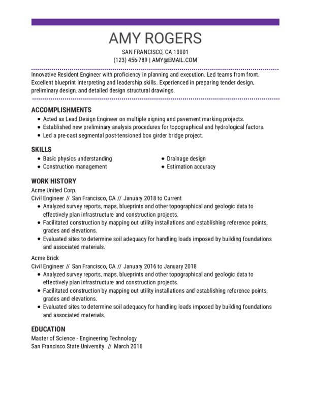 Civil Engineer Best Resume Examples for 2022 | MyPerfectResume