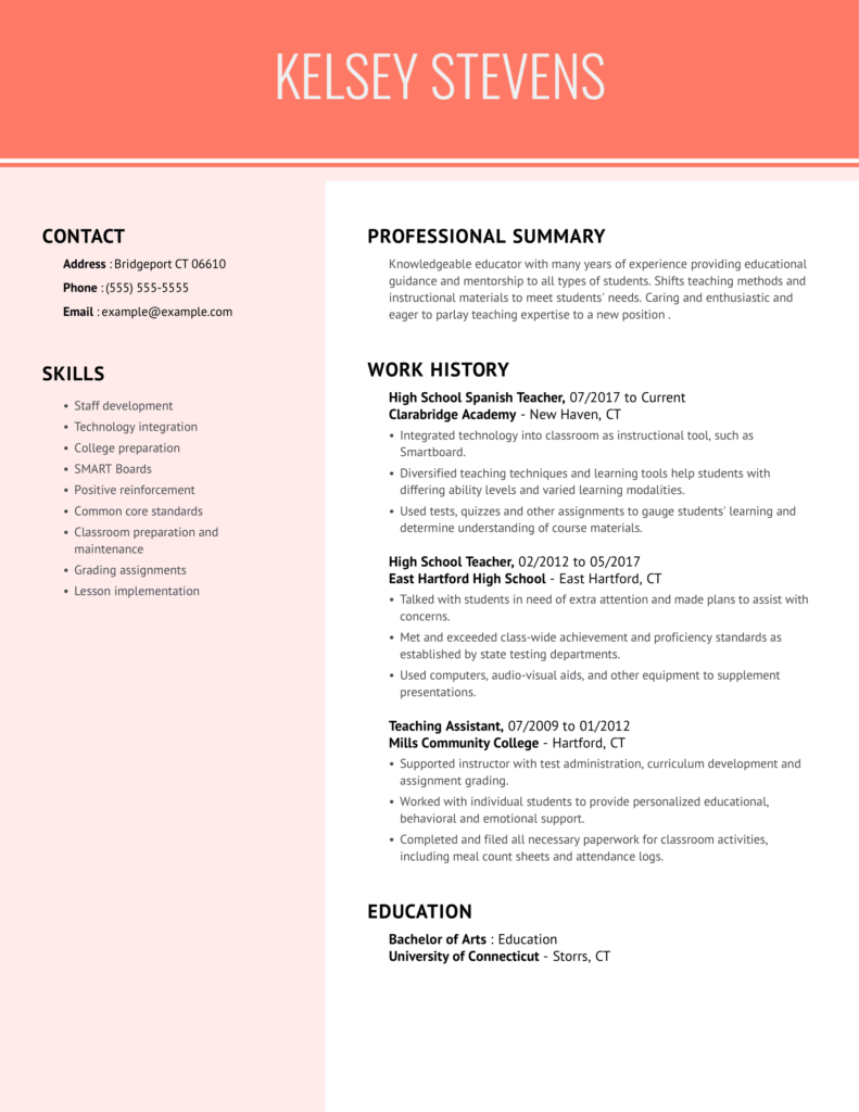 Best High School Teacher Resume Examples For 2023