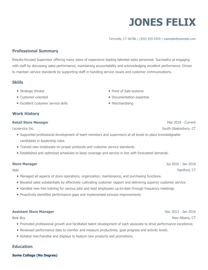 Winning Retail Manager Resume Example MyPerfectResume