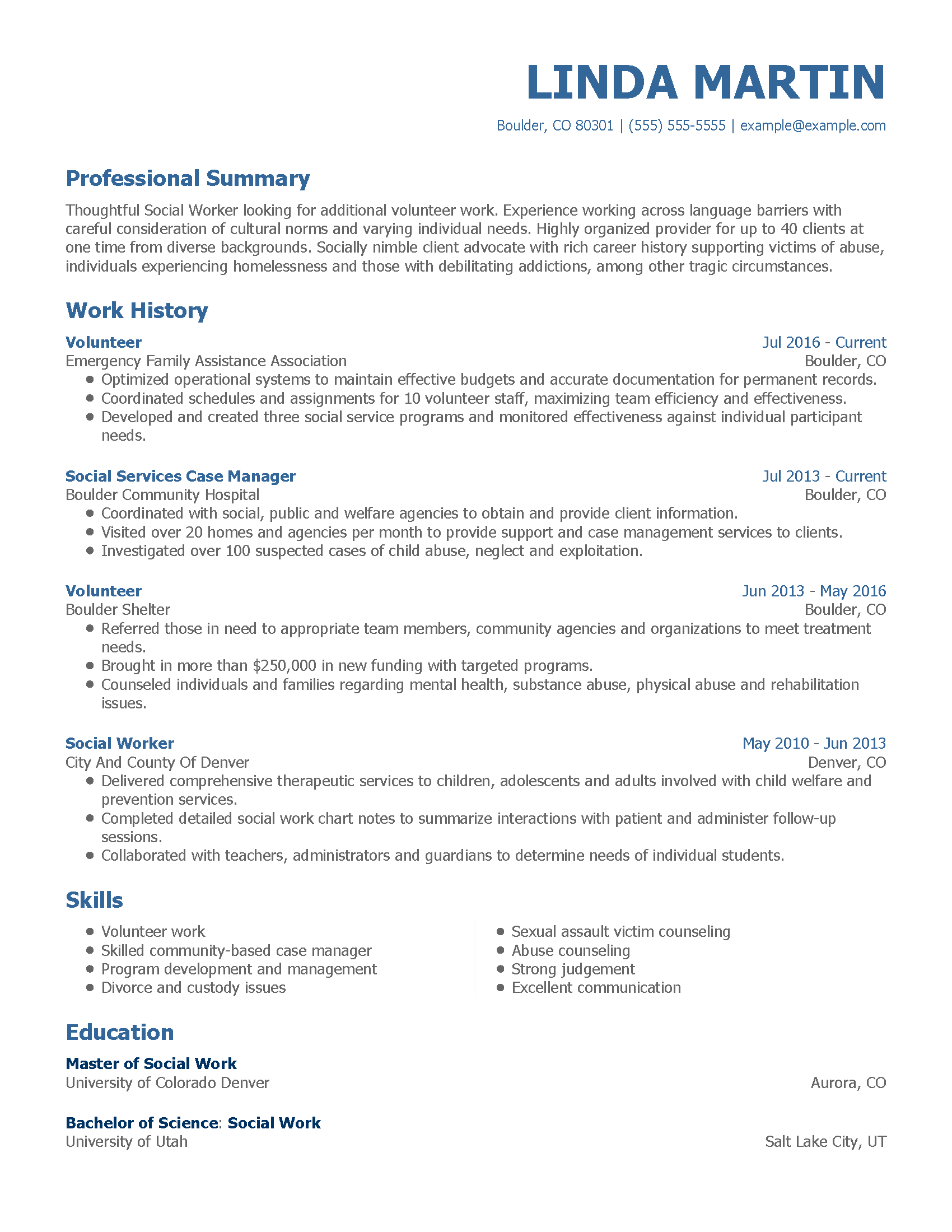 another word for volunteer resume