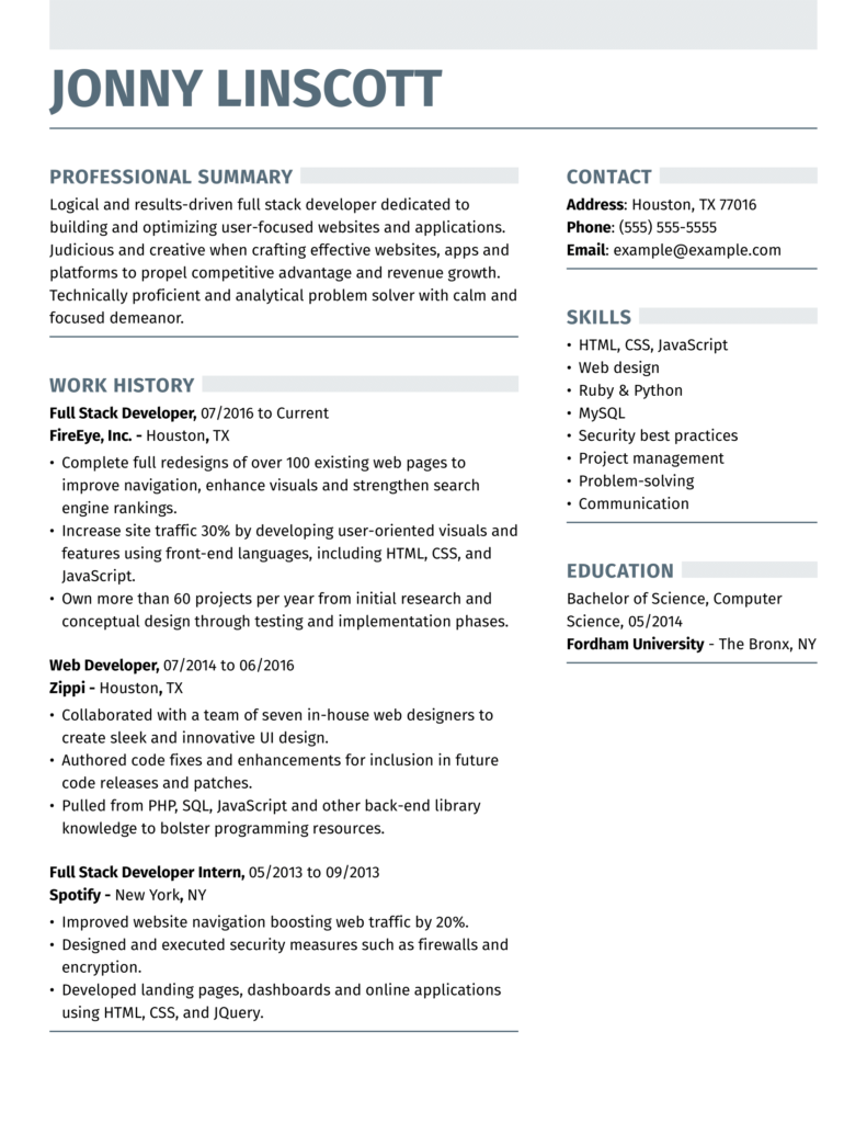Full-Stack Developer Resume Examples & Templates (2025)