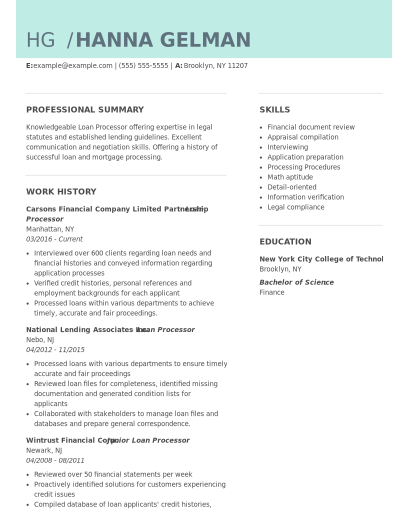 Loan Processor Resume Examples and Tips | MyPerfectResume