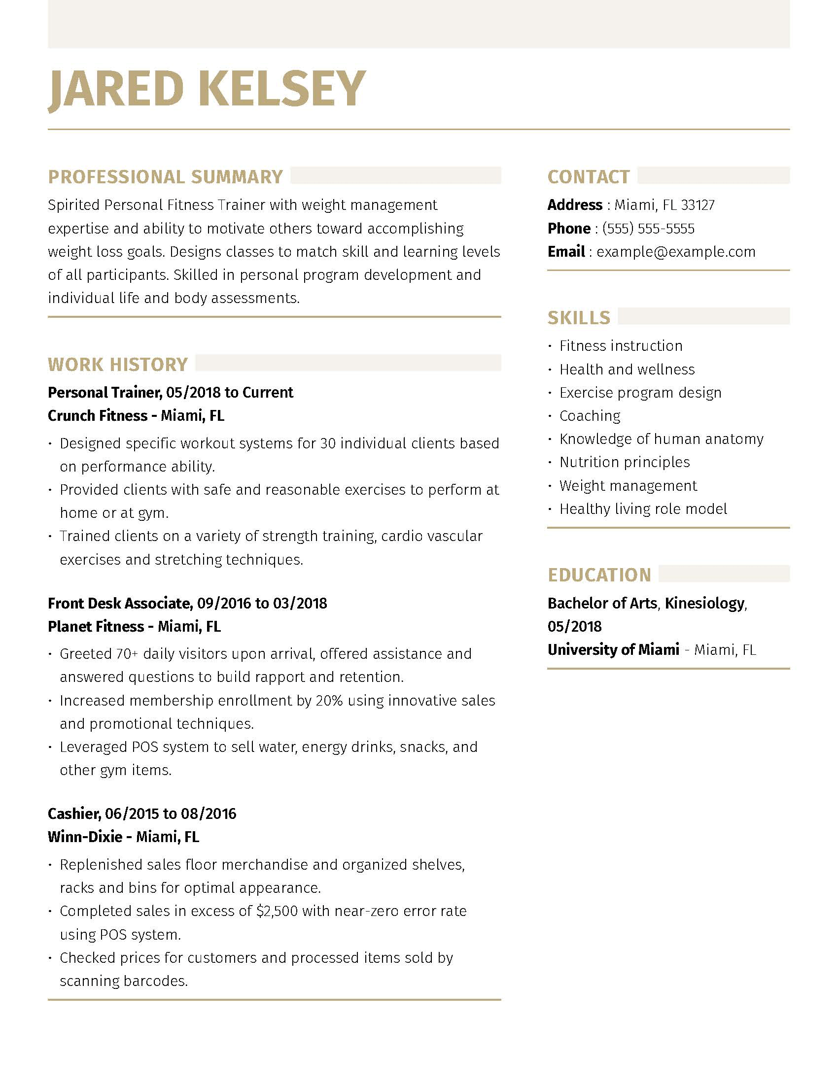 Fitness & Nutrition Resume Examples + Tips | MyPerfectResume