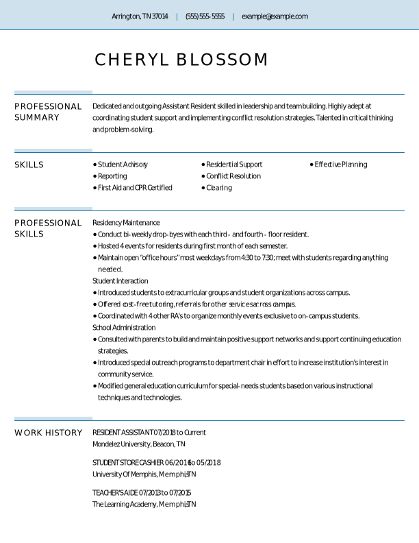 Resident Assistant Resume Examples & Templates [2025]