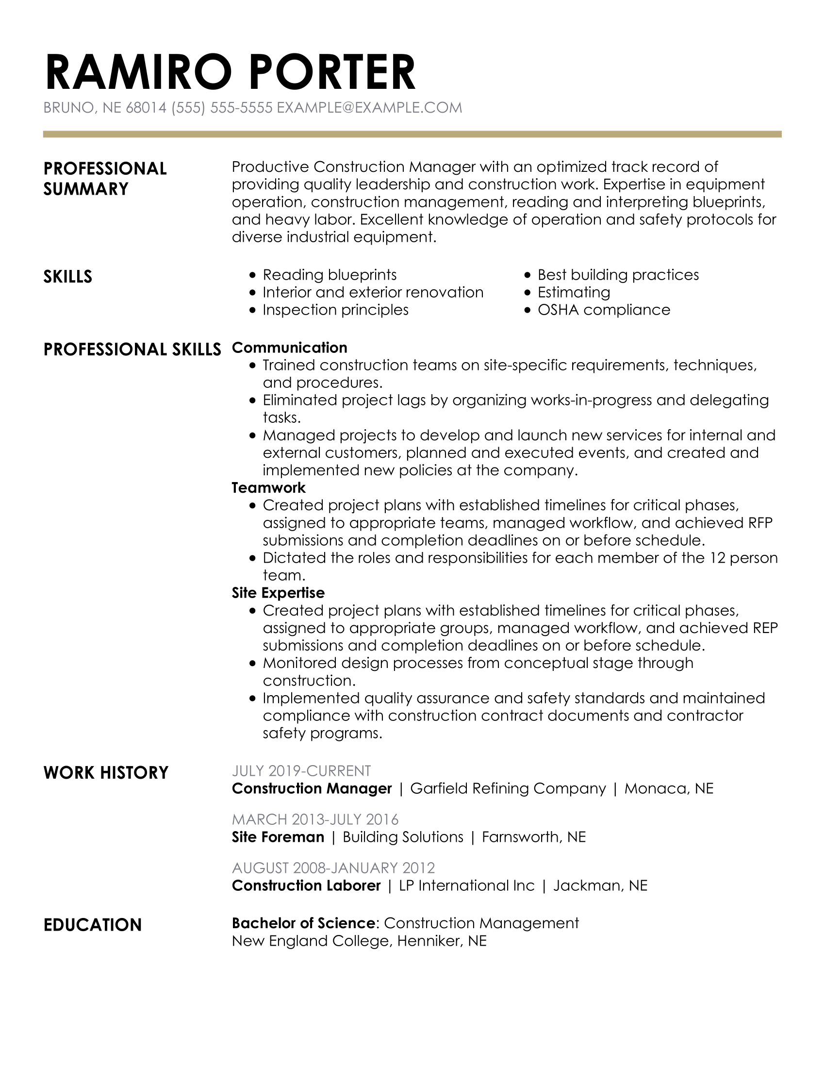 manager resume examples 2022