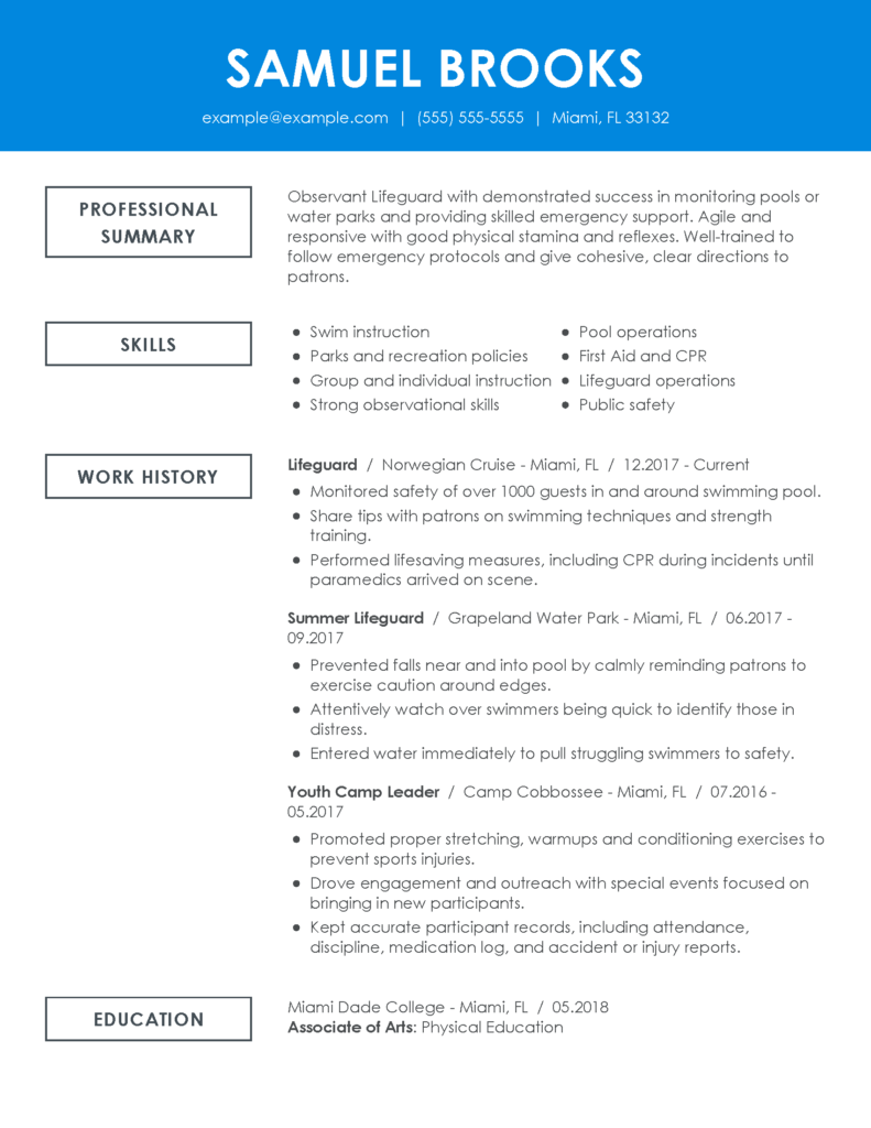 Safety Security Lifeguard Resume - Lifeguard Remarkable ComboC Featured 791x1024 