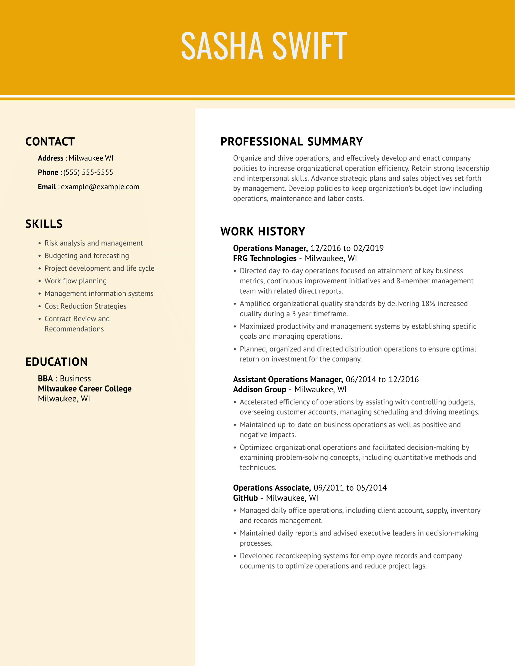cv personal statement examples operations manager