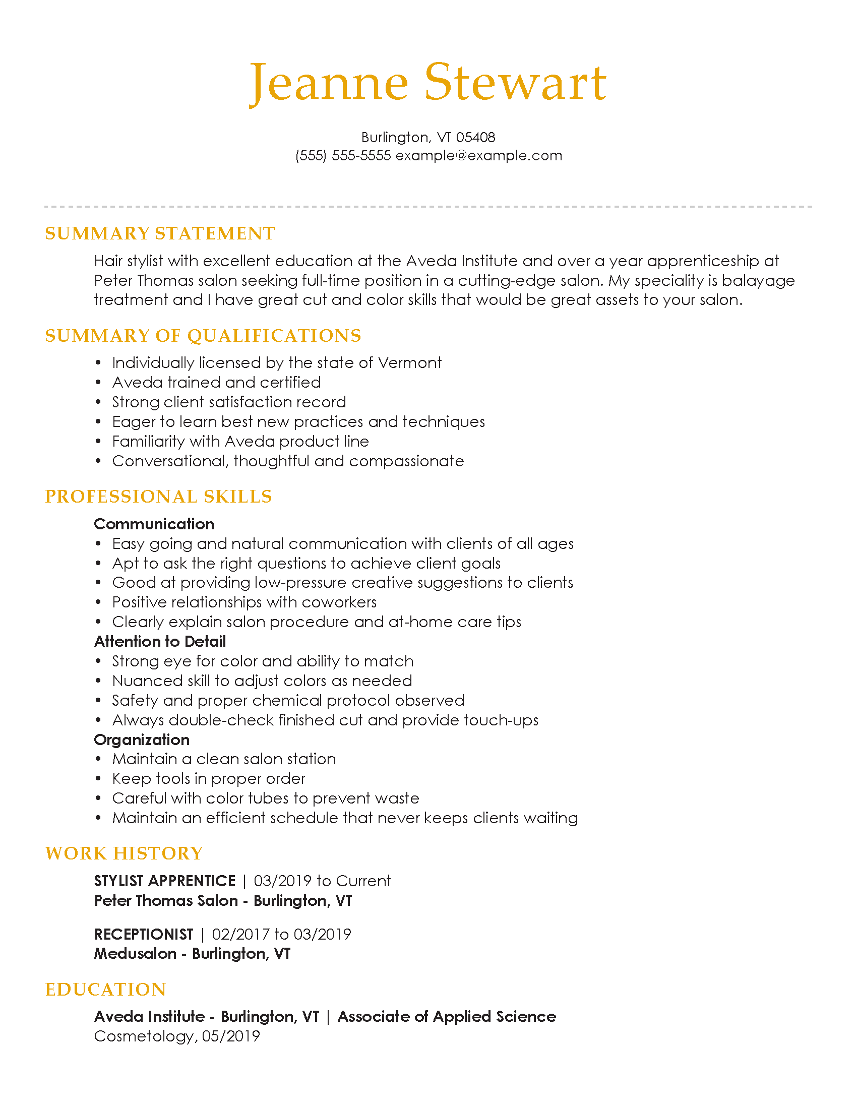 hair stylist objective resume examples