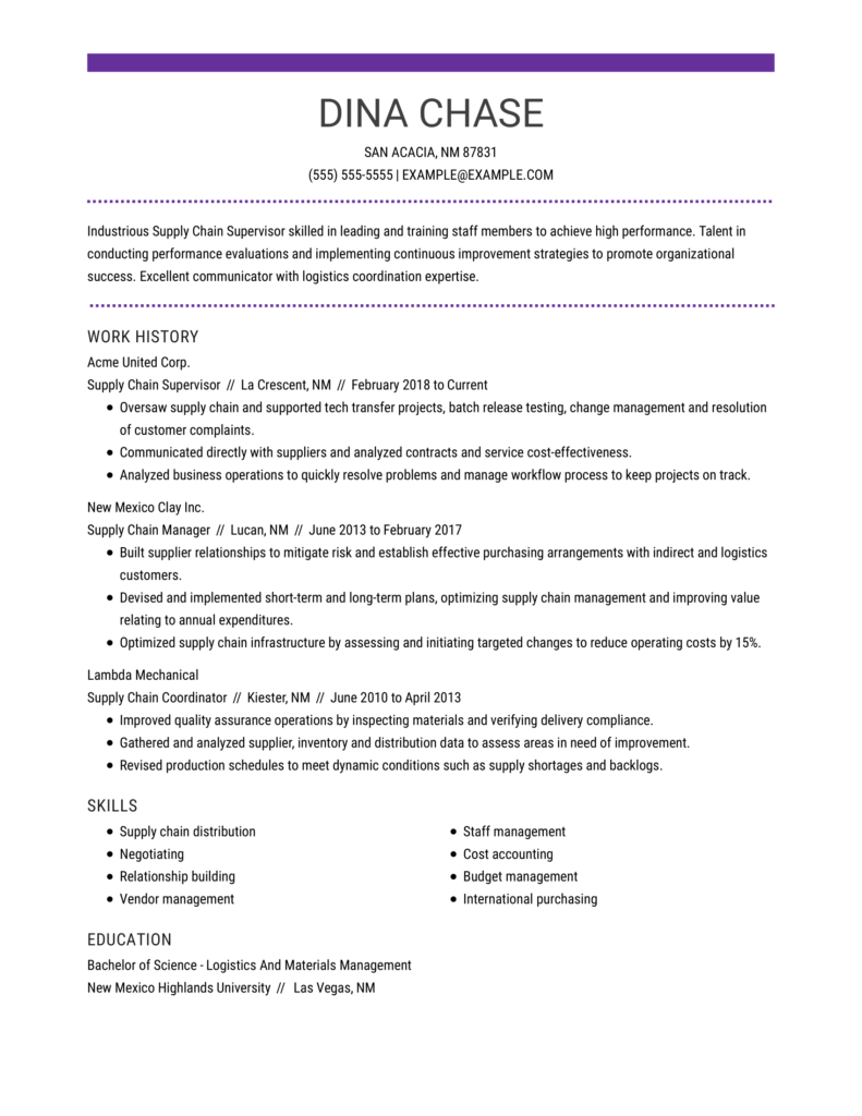 Production Supply Chain Manager Resume Examples for 2024 Templates & Tips