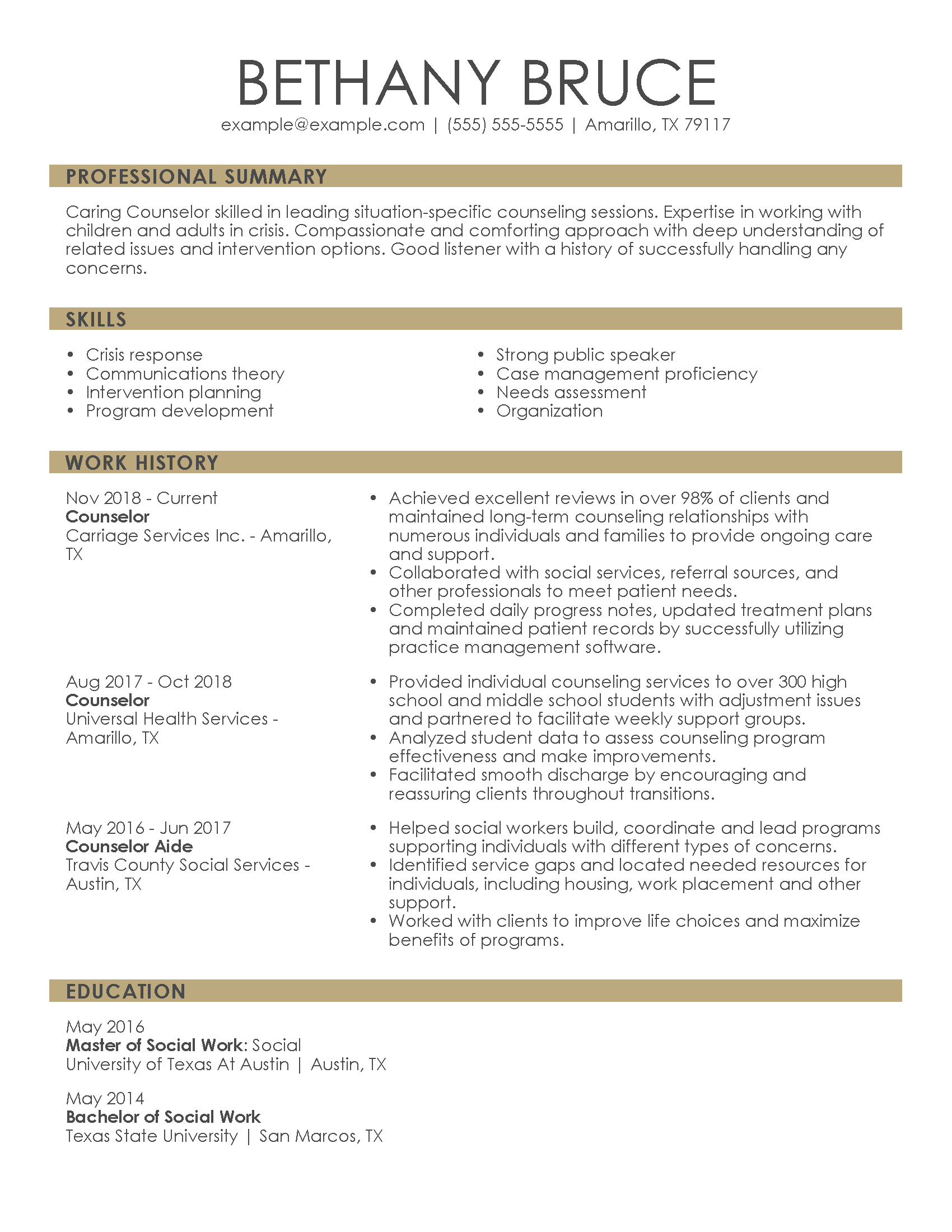 Counselor Best Resume Examples for 2022 MyPerfectResume