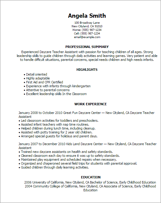 professional summary for resume teacher assistant